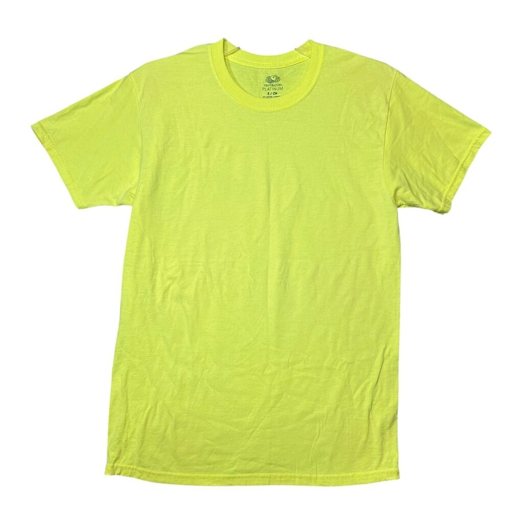 Fruit of the Loom Shirt Women's Small Neon Yellow Platinum Crew Short Sleeve Tee
